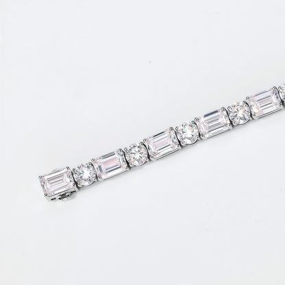 Alternating Round & Emerald Lab Diamond Bracelet - 20.35ctw - Dapaza