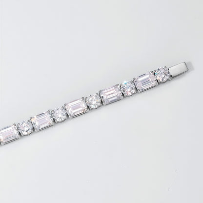 Alternating Round & Emerald Lab Diamond Bracelet - 20.35ctw - Dapaza