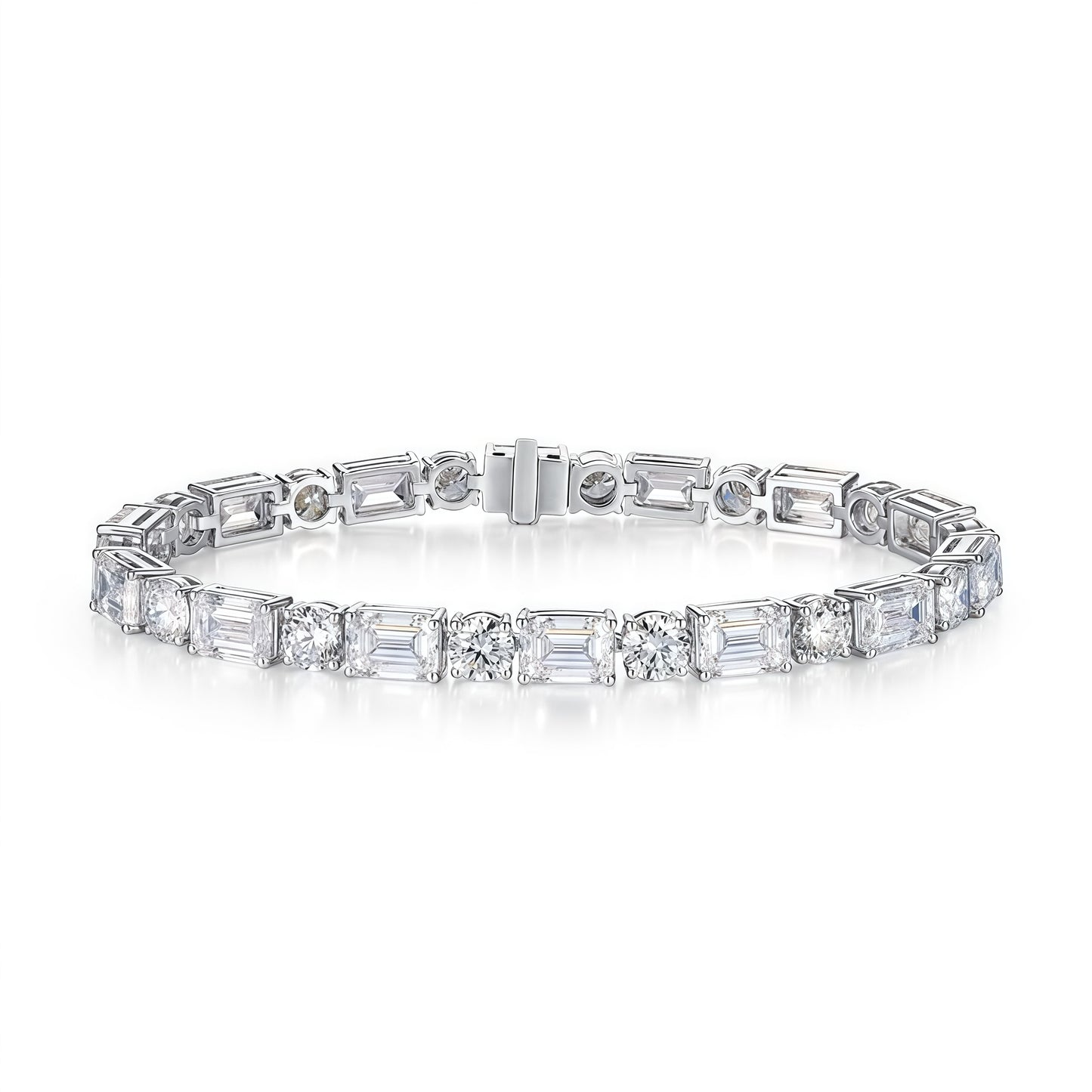 Alternating Round & Emerald Lab Diamond Bracelet - 20.35ctw - Dapaza
