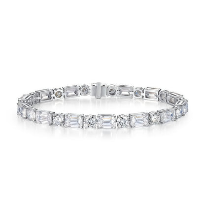 Alternating Round & Emerald Lab Diamond Bracelet - 20.35ctw - Dapaza