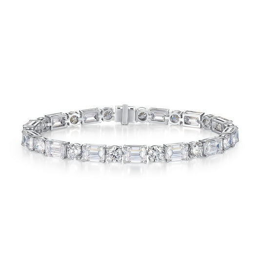 Alternating Round & Emerald Lab Diamond Bracelet - 20.35ctw - Dapaza