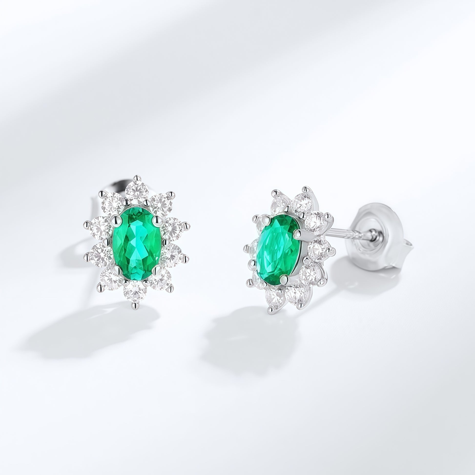 Premium Art Deco Geometry: Lab-Grown Emerald & Ruby Earring & Ring Set | 925 Silver