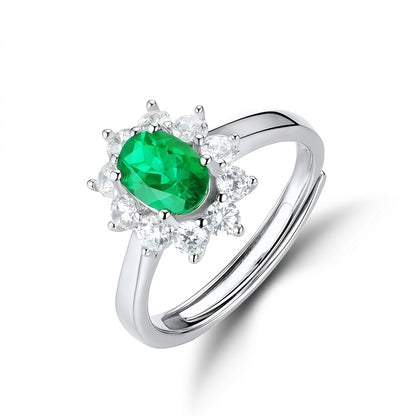 Premium Art Deco Geometry: Lab-Grown Emerald & Ruby Earring & Ring Set | 925 Silver