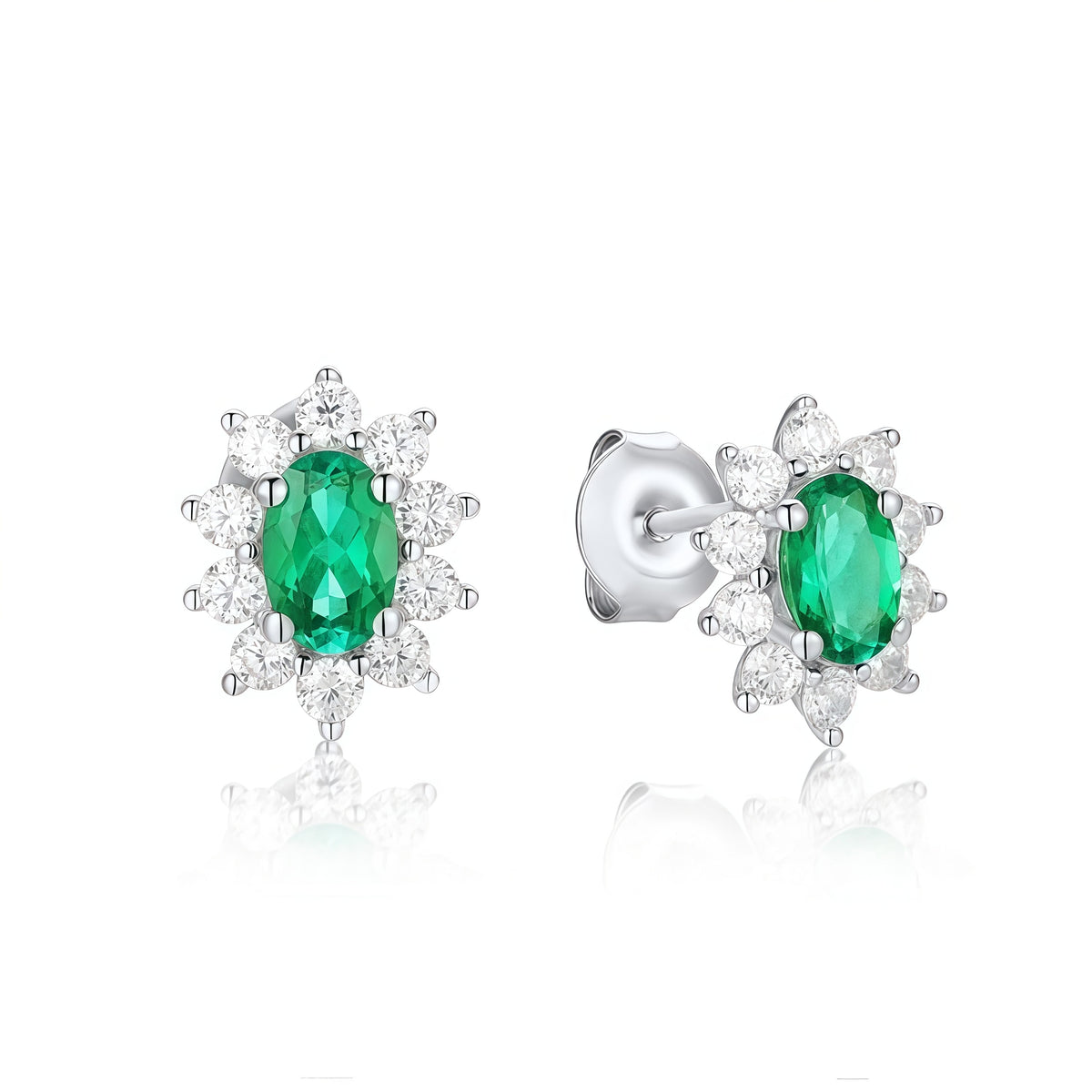 Premium Art Deco Geometry: Lab-Grown Emerald & Ruby Earring & Ring Set | 925 Silver