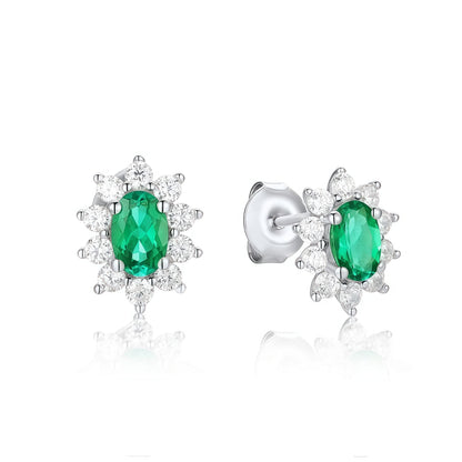 Premium Art Deco Geometry: Lab-Grown Emerald & Ruby Earring & Ring Set | 925 Silver