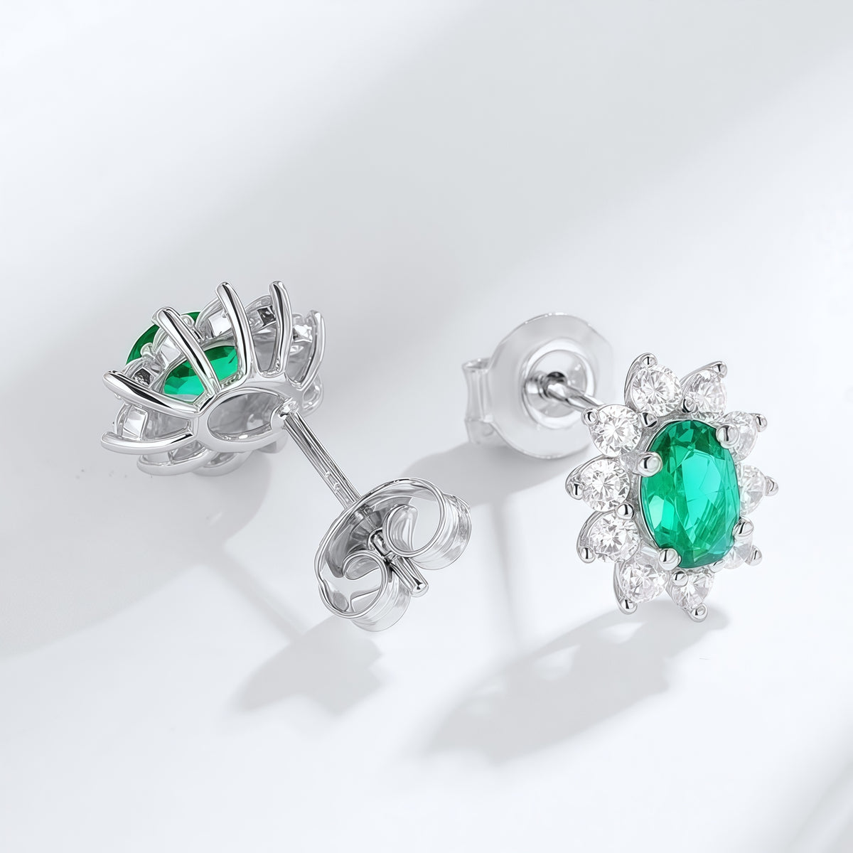 Premium Art Deco Geometry: Lab-Grown Emerald & Ruby Earring & Ring Set | 925 Silver