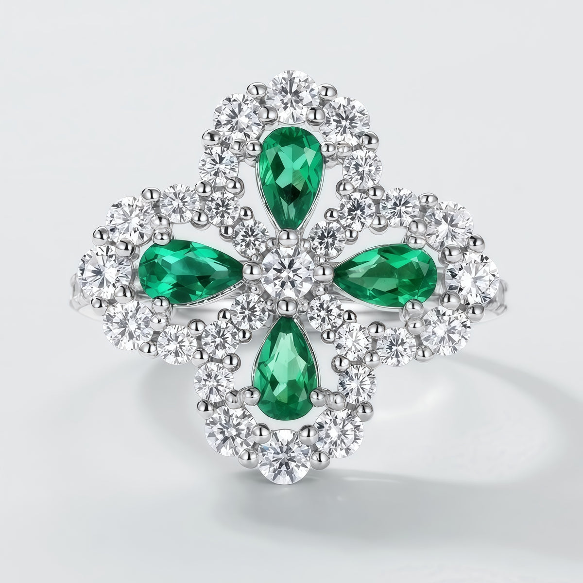 Art Deco Lab-Grown Emerald Pendant & Earrings Set - S925 - Dapaza