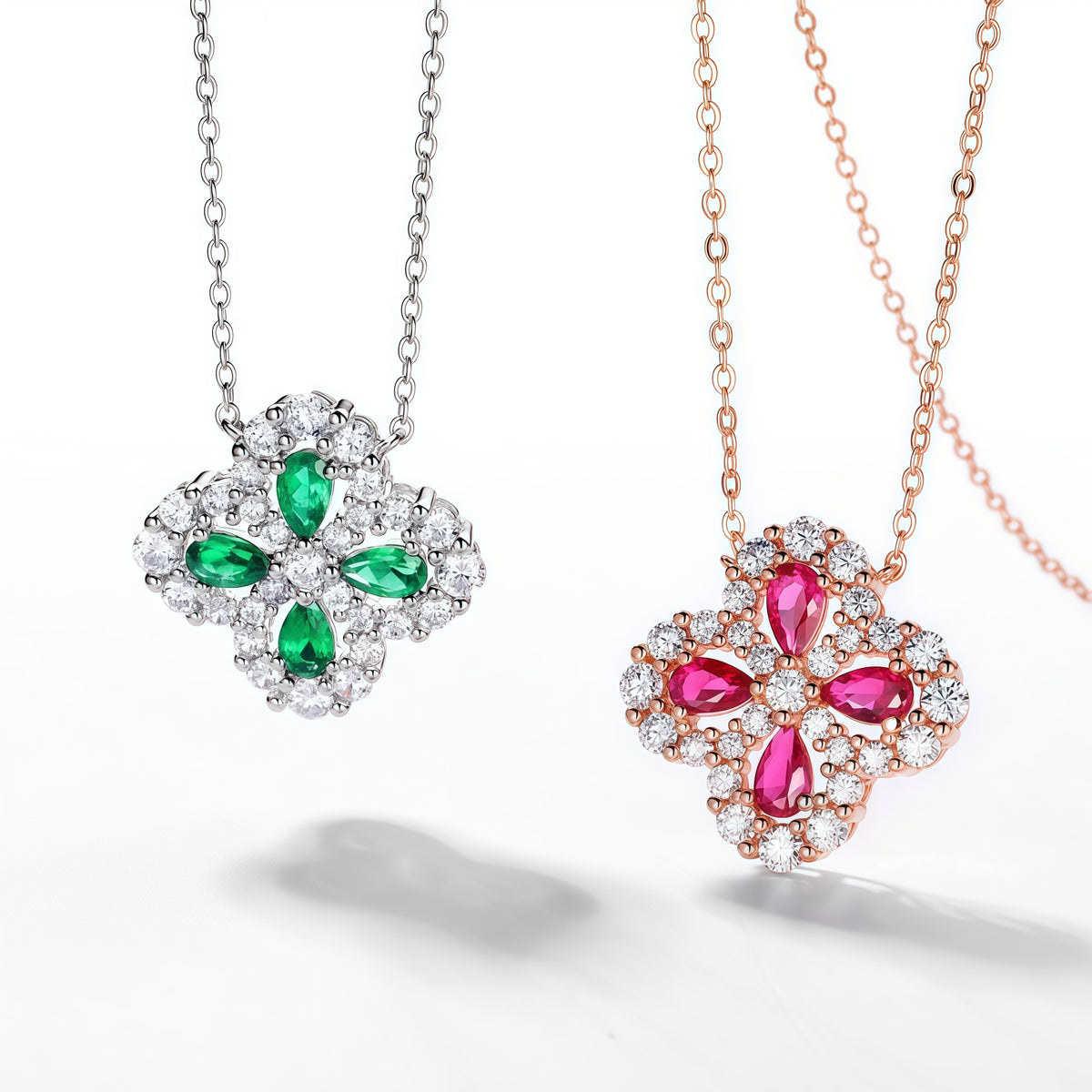 Art Deco Lab-Grown Emerald Pendant & Earrings Set - S925 - Dapaza