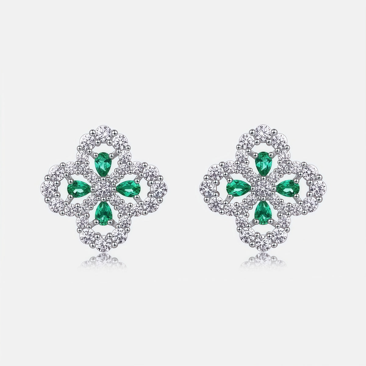 Art Deco Lab-Grown Emerald Pendant & Earrings Set - S925 - Dapaza