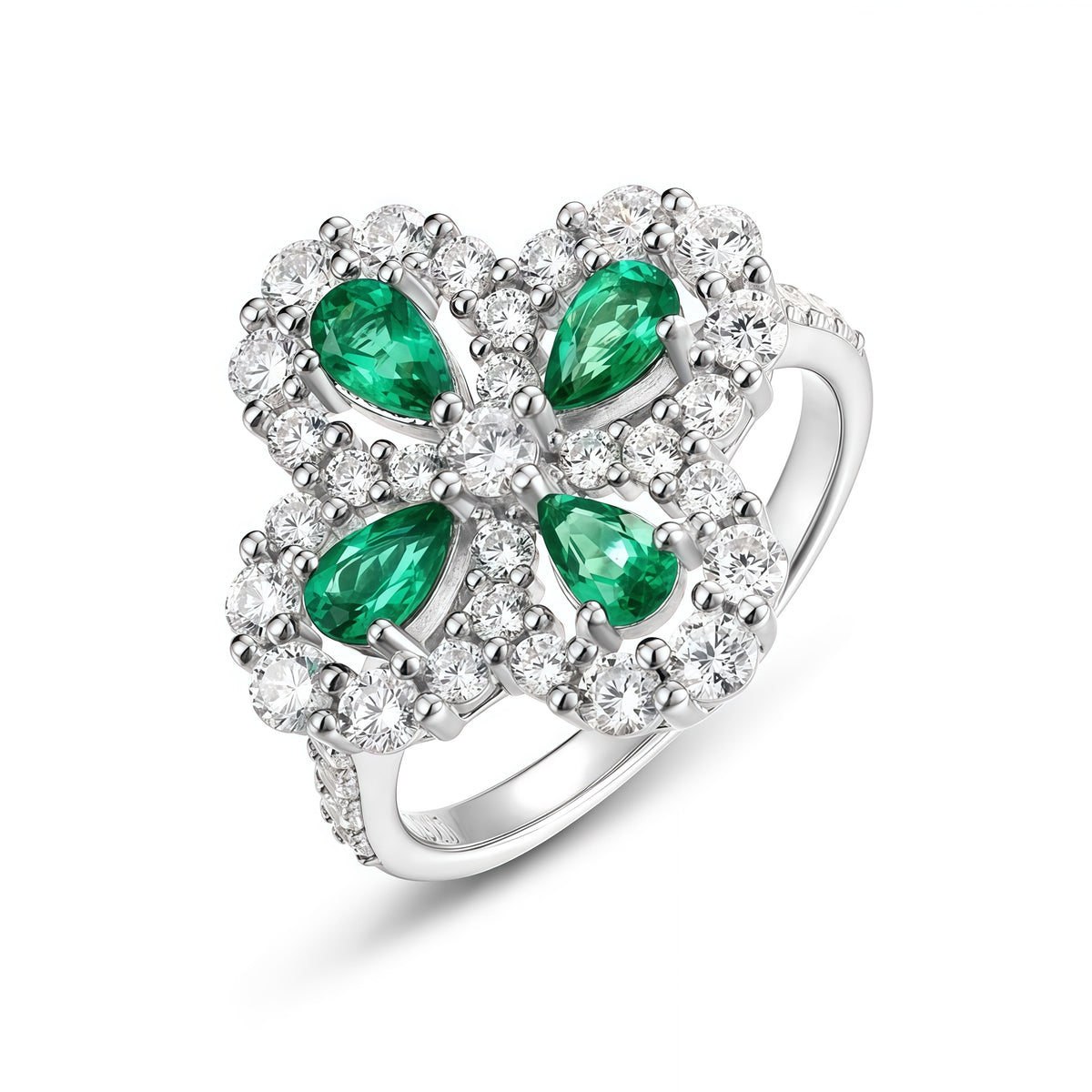 Art Deco Lab-Grown Emerald Pendant & Earrings Set - S925 - Dapaza