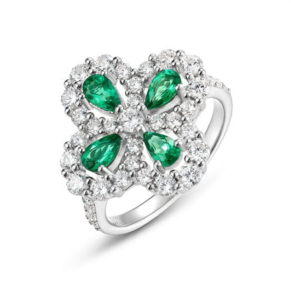 Art Deco Lab-Grown Emerald Pendant & Earrings Set - S925 - Dapaza