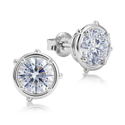 Bezel-Set 2.16ctw D VVS Lab Diamond Studs - S925 - Dapaza