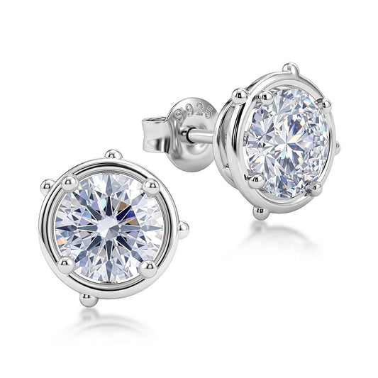 Bezel-Set 2.16ctw D VVS Lab Diamond Studs - S925 - Dapaza