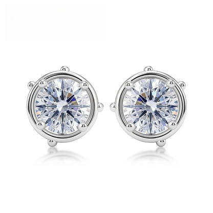 Bezel-Set 2.16ctw D VVS Lab Diamond Studs - S925 - Dapaza