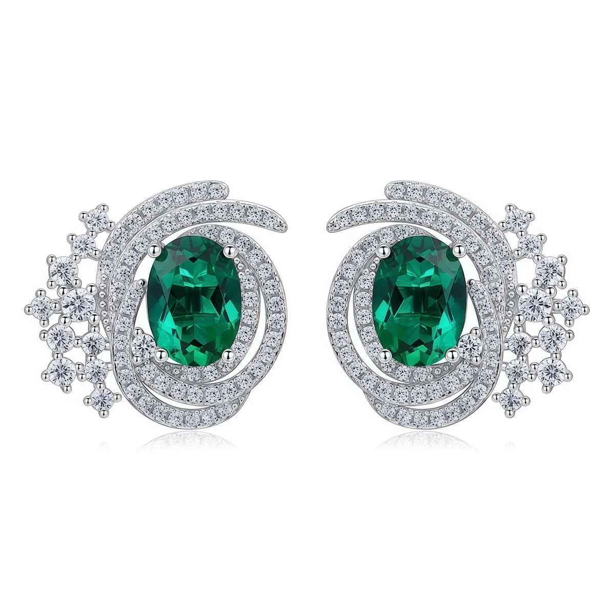 Premium Bold Presence: Statement Lab-Grown Emerald Stud Earrings | 925 Silver
