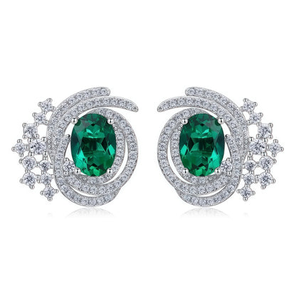 Premium Bold Presence: Statement Lab-Grown Emerald Stud Earrings | 925 Silver