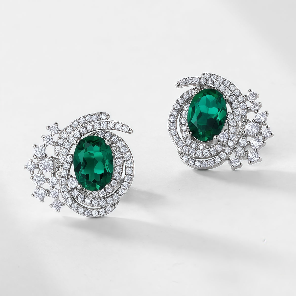 Premium Bold Presence: Statement Lab-Grown Emerald Stud Earrings | 925 Silver