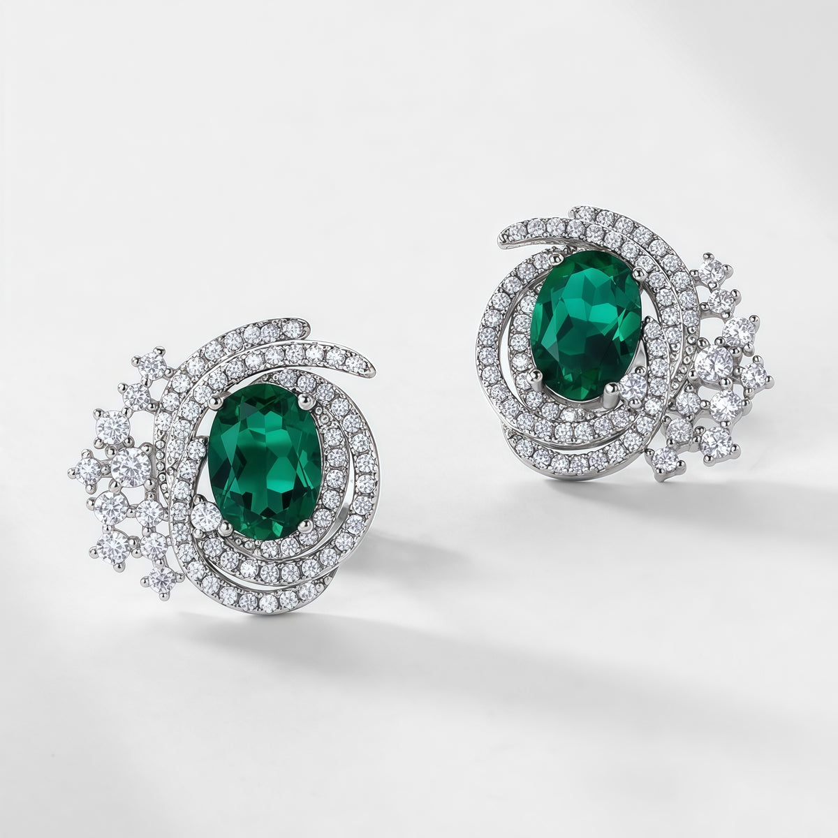 Premium Bold Presence: Statement Lab-Grown Emerald Stud Earrings | 925 Silver
