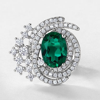 Premium Bold Presence: Statement Lab-Grown Emerald Stud Earrings | 925 Silver