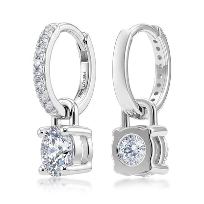 CVD Lab Diamond Four-Prong Drop Hoop Earrings - S925 - Dapaza