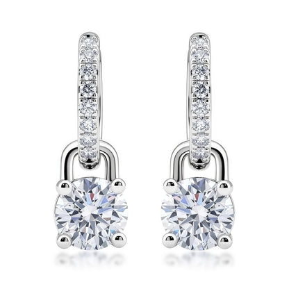 CVD Lab Diamond Four-Prong Drop Hoop Earrings - S925 - Dapaza