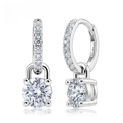 CVD Lab Diamond Four-Prong Drop Hoop Earrings - S925 - Dapaza