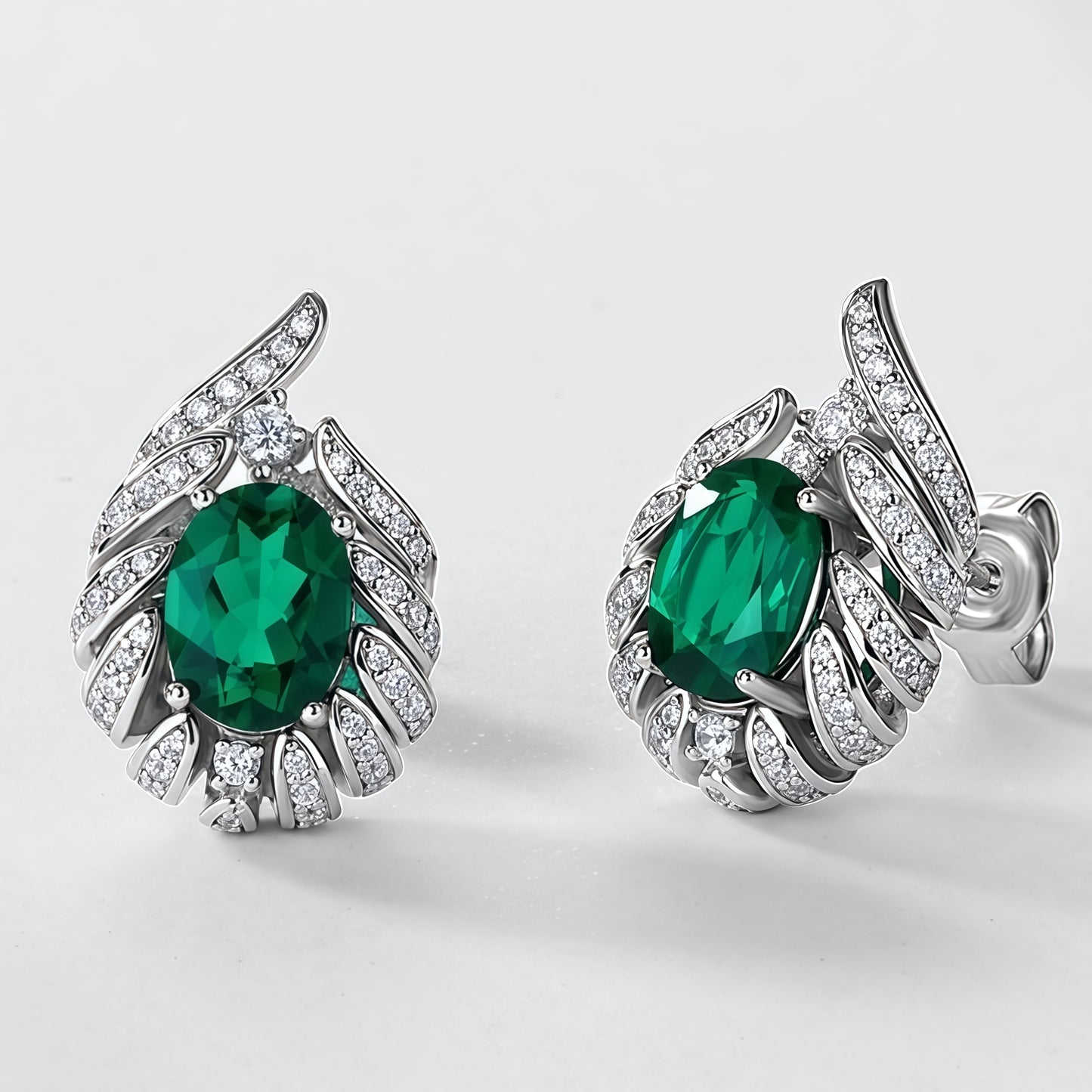 Premium Celestial Sparkle: Luxurious Lab-Grown Emerald Cluster Earrings | 925 Silver