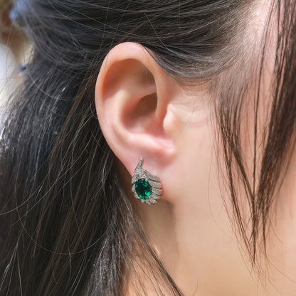Premium Celestial Sparkle: Luxurious Lab-Grown Emerald Cluster Earrings | 925 Silver