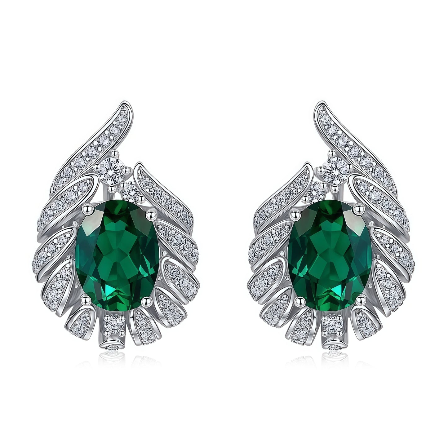Premium Celestial Sparkle: Luxurious Lab-Grown Emerald Cluster Earrings | 925 Silver