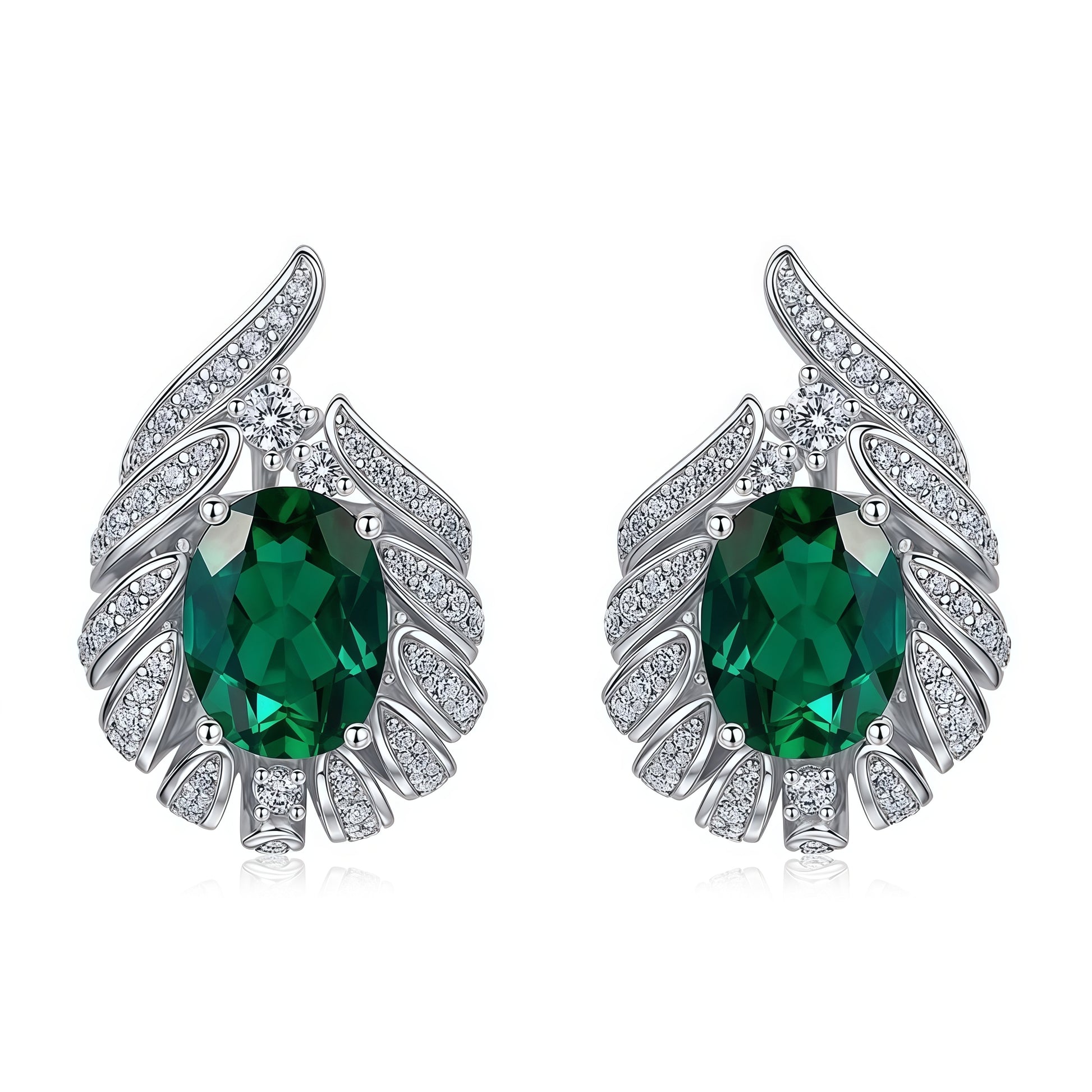 Premium Celestial Sparkle: Luxurious Lab-Grown Emerald Cluster Earrings | 925 Silver