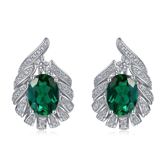 Celestial Sparkle: Luxurious Lab-Grown Emerald Cluster Earrings | 925 Silver | Dapaza