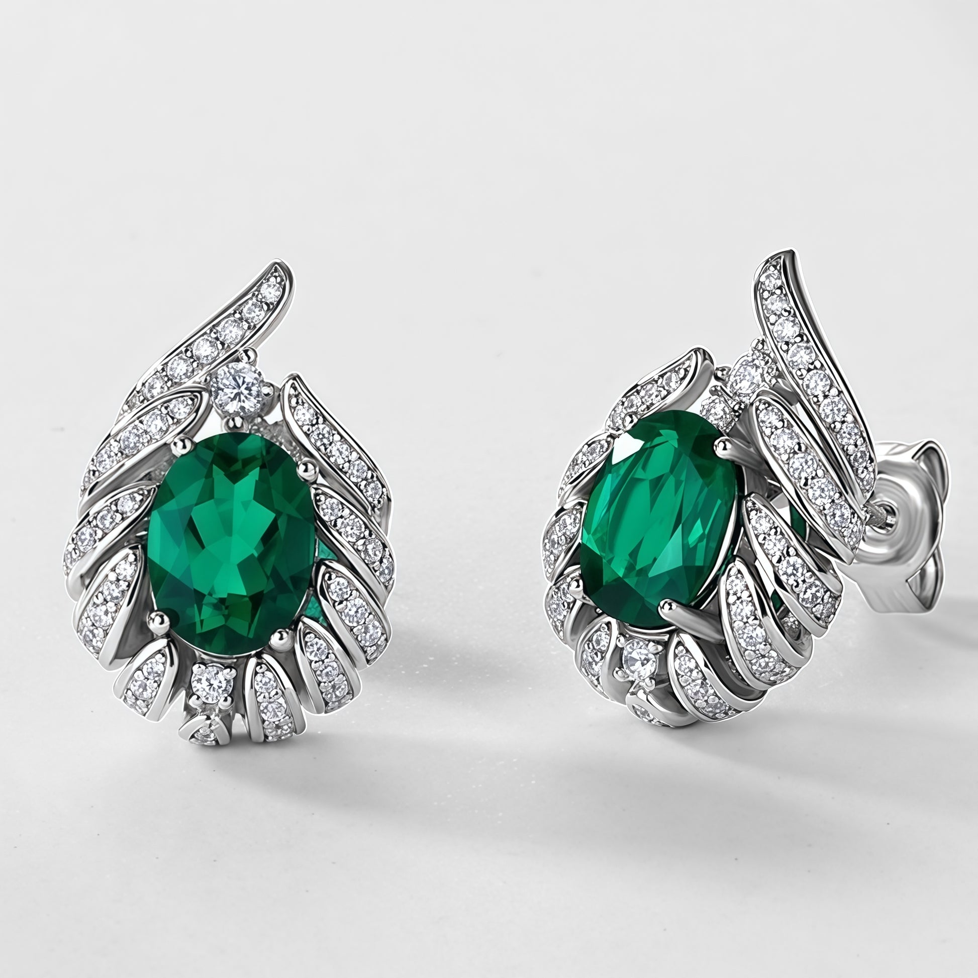 Premium Celestial Sparkle: Luxurious Lab-Grown Emerald Cluster Earrings | 925 Silver
