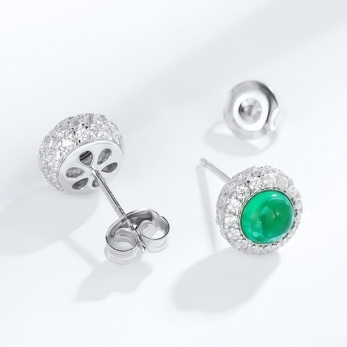 Premium Classic Round: Dainty Lab-Grown Emerald Stud Earrings | 925 Silver
