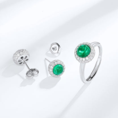 Premium Classic Round: Dainty Lab-Grown Emerald Stud Earrings | 925 Silver