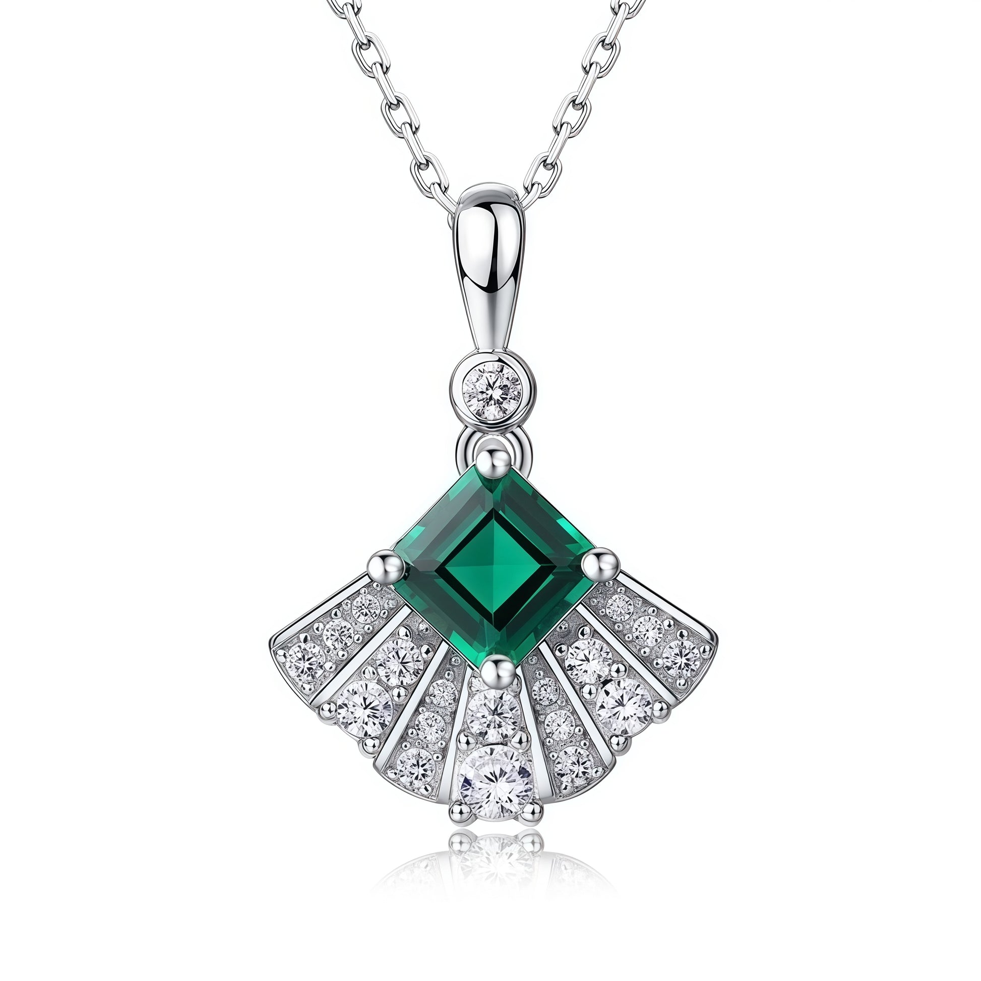 Premium Classic Simplicity: Lab-Grown Emerald Pendant Necklace | 925 Sterling Silver