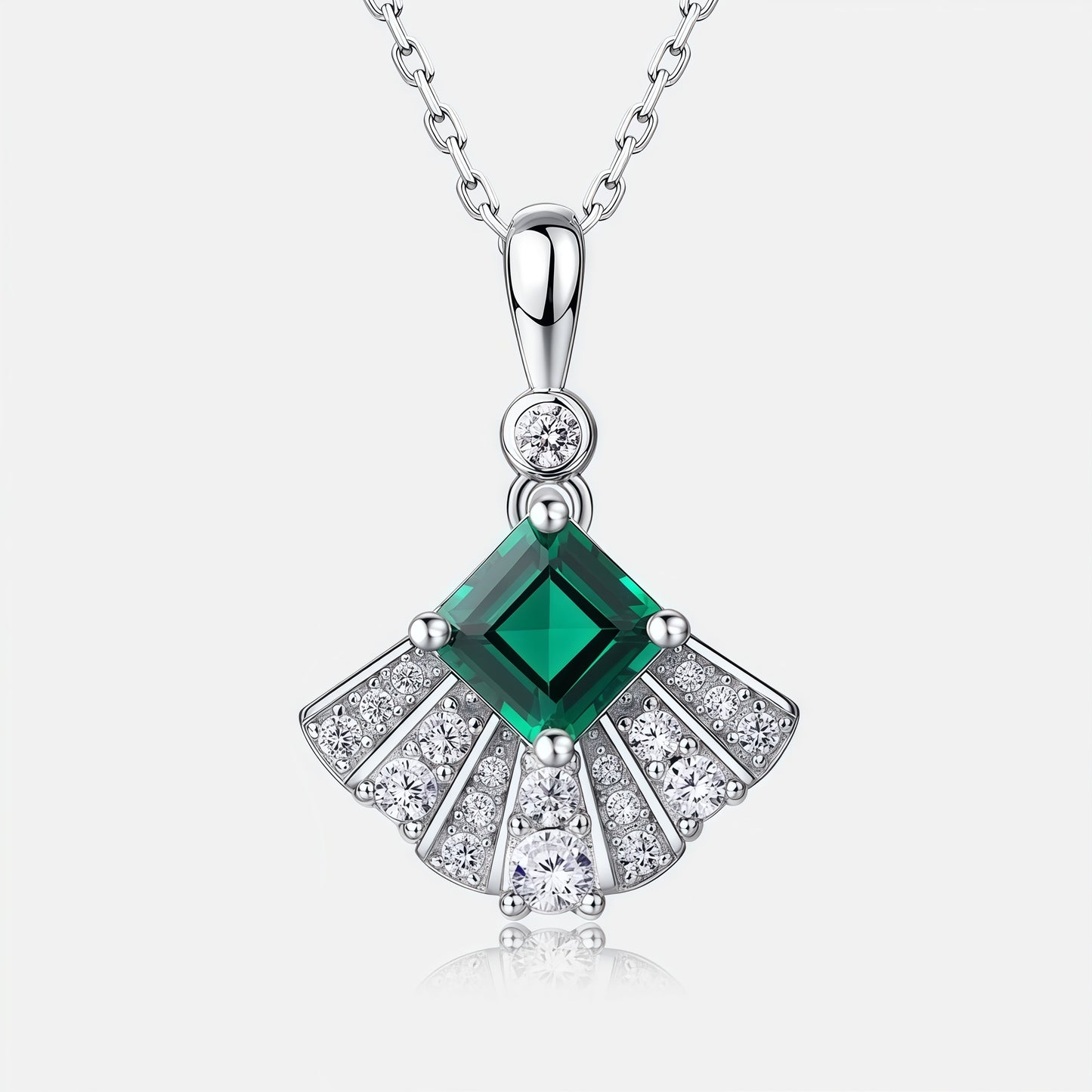 Premium Classic Simplicity: Lab-Grown Emerald Pendant Necklace | 925 Sterling Silver