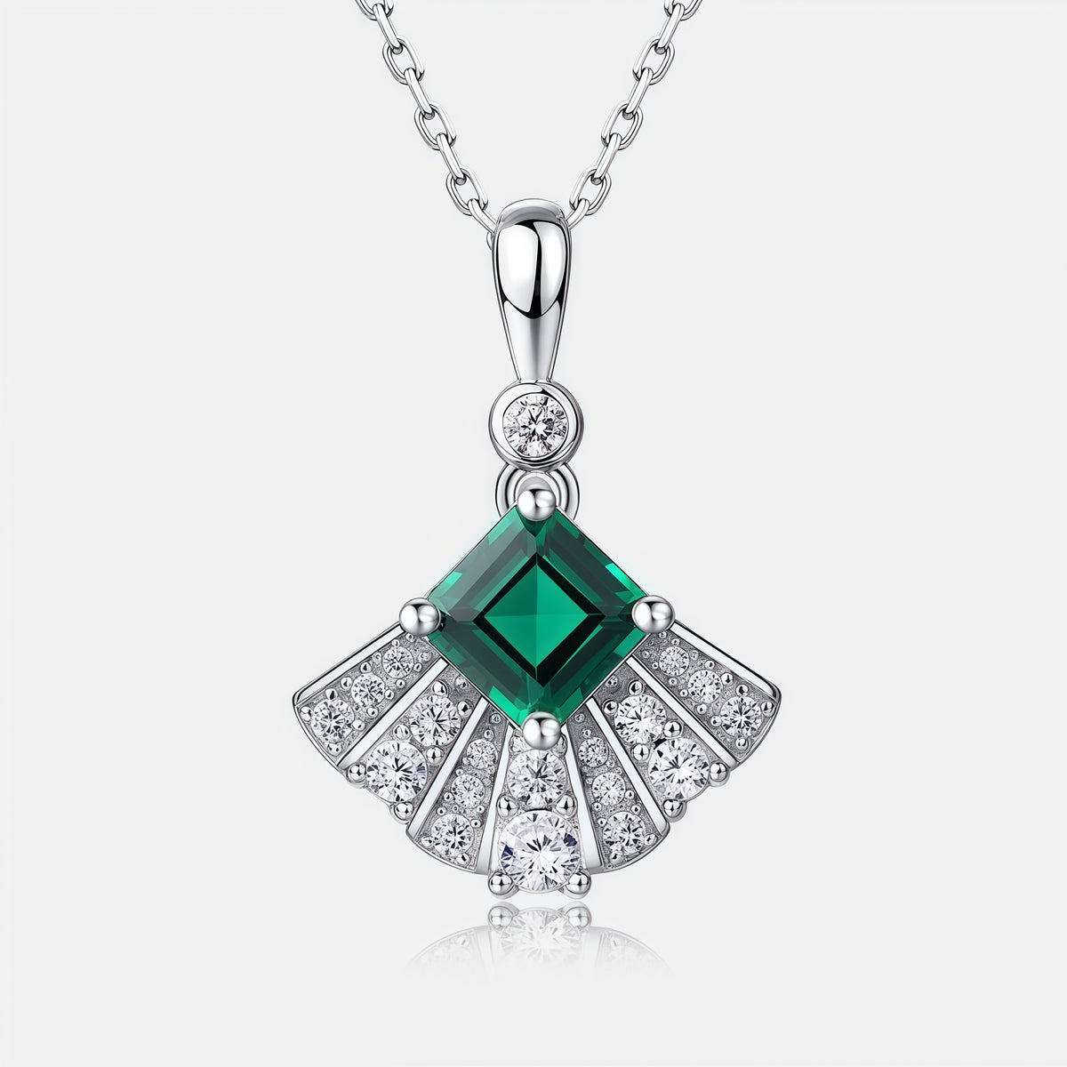 Premium Classic Simplicity: Lab-Grown Emerald Pendant Necklace | 925 Sterling Silver
