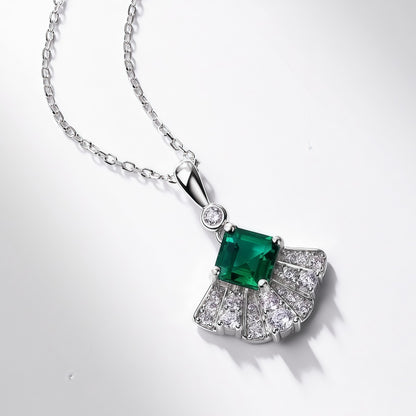 Premium Classic Simplicity: Lab-Grown Emerald Pendant Necklace | 925 Sterling Silver