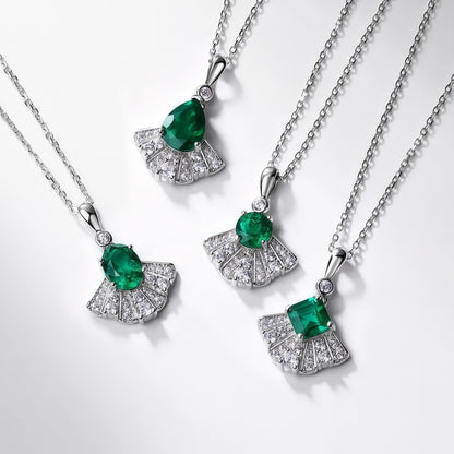 Premium Classic Simplicity: Lab-Grown Emerald Pendant Necklace | 925 Sterling Silver