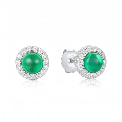 Premium Classic Round: Dainty Lab-Grown Emerald Stud Earrings | 925 Silver