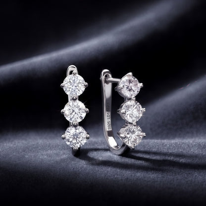 1.92ctw Round Cut HPHT Lab Grown Diamond Huggie Hoop Earrings in S925 Silver