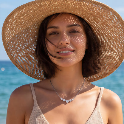 Dapaza 1.1 CT Heart & Round Lab-Grown Diamond Smile Necklace in 925 Sterling Silver
