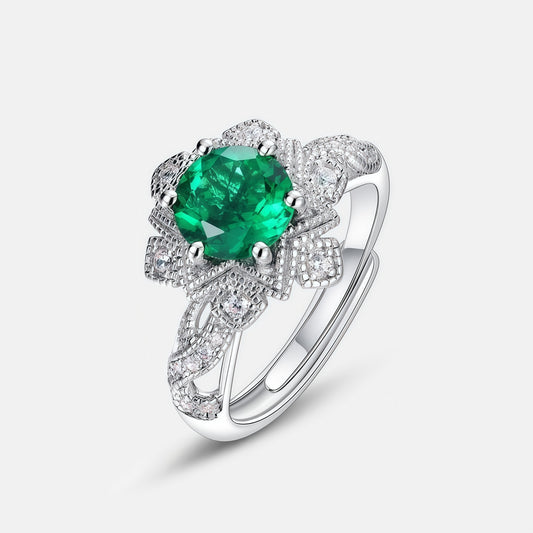 Dapaza Vintage-Inspired Lab-Grown Emerald Cocktail Ring | S925 Sterling Silver
