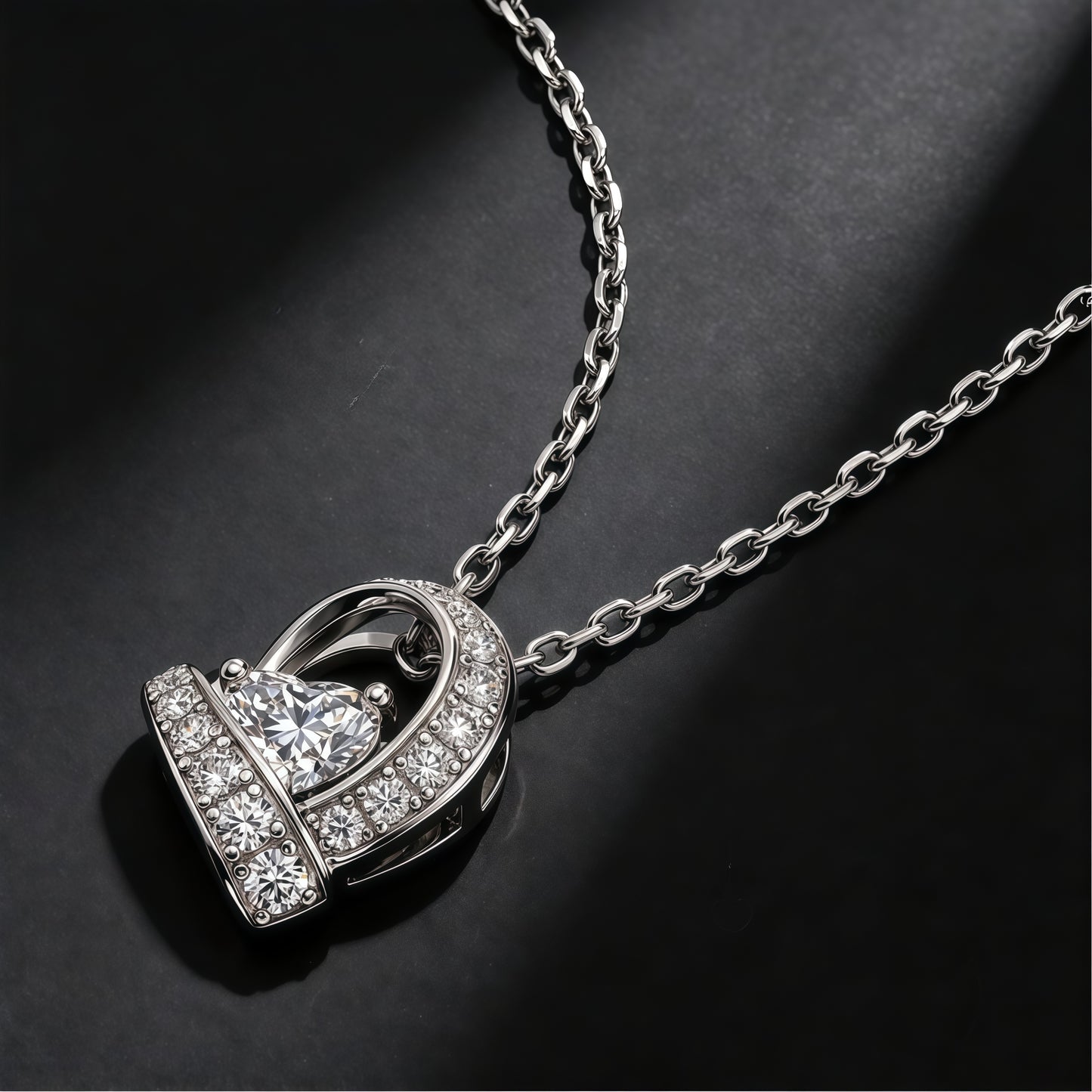 0.87ctw Heart-Shaped Lab-Grown Diamond Ribbon Pendant Necklace in S925 Sterling Silver | Dapaza