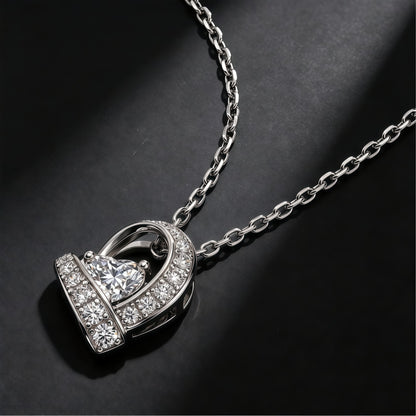 0.87ctw Heart-Shaped Lab-Grown Diamond Ribbon Pendant Necklace in S925 Sterling Silver | Dapaza