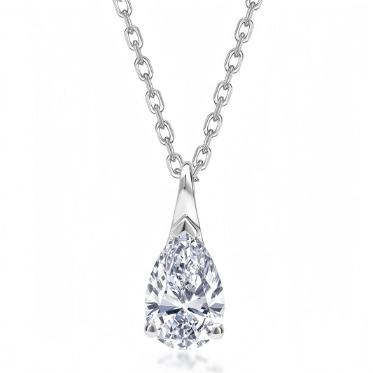 Dapaza 0.8 Carat Pear Cut Lab Grown Diamond Pendant Necklace | S925 Sterling Silver Minimalist Pear-Shaped HPHT Diamond Choker for Women