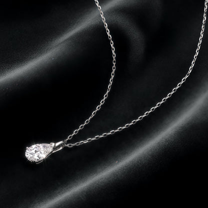 Dapaza 0.8 Carat Pear Cut Lab Grown Diamond Pendant Necklace | S925 Sterling Silver Minimalist Pear-Shaped HPHT Diamond Choker for Women