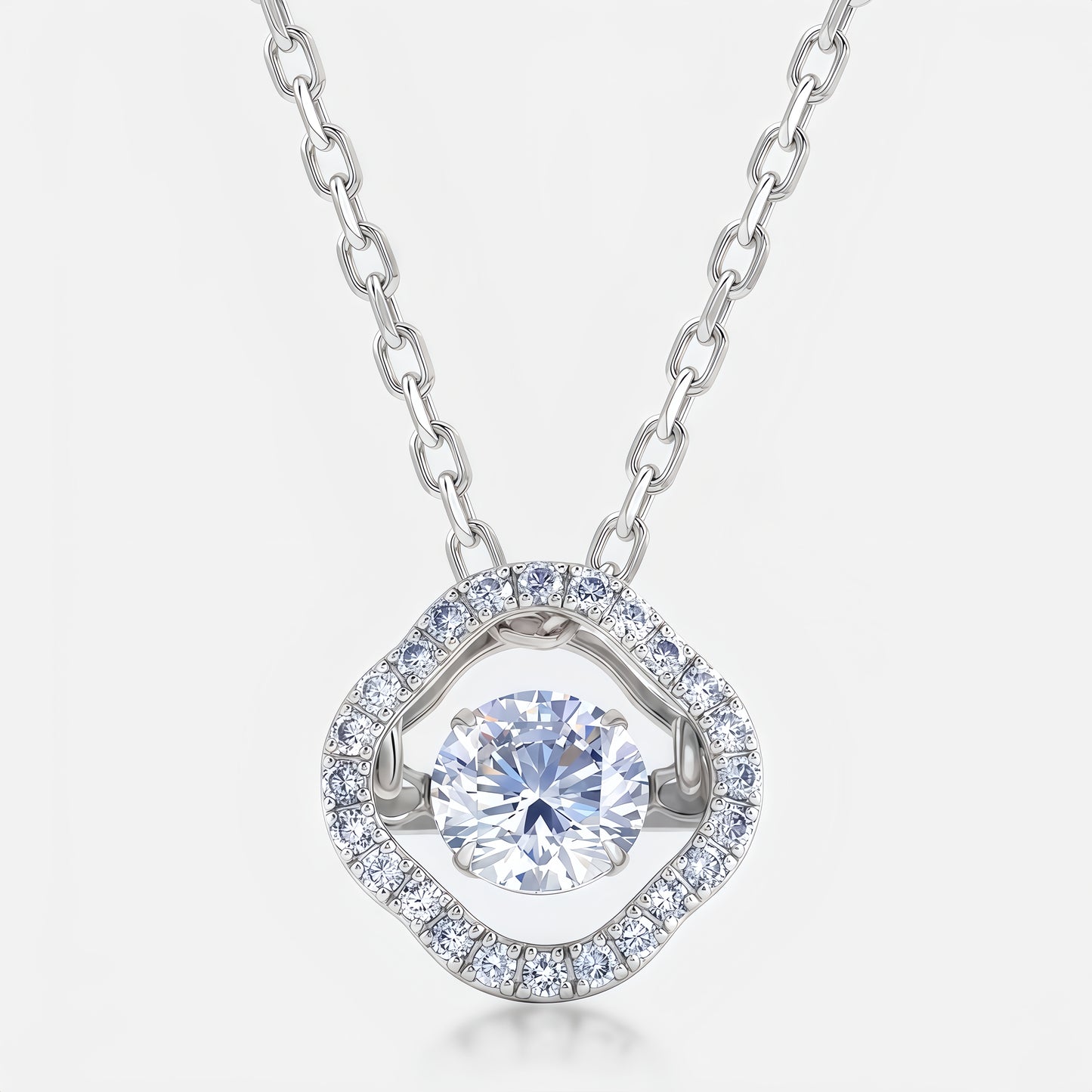 Dancing Lab-Grown Diamond Pendant Necklace 0.98CT S925 Sterling Silver | Dapaza
