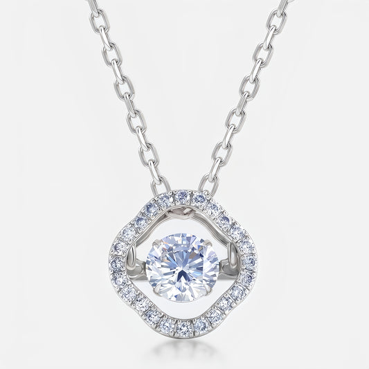 Dancing Lab-Grown Diamond Pendant Necklace 0.98CT S925 Sterling Silver | Dapaza