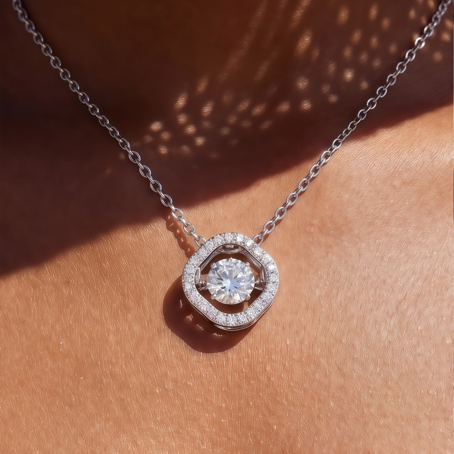Dancing Lab-Grown Diamond Pendant Necklace 0.98CT S925 Sterling Silver | Dapaza
